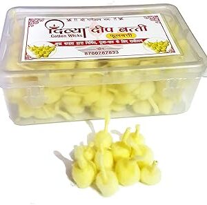 Divya Cotton Yellow Round Phool Batti (Pack of 2)