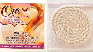 Om Phool Batti Red Twisted Akhand Jyot Wicks (Pack of 12)